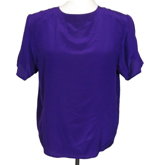 Anna & Frank Tops - Anna & Frank Purple Silk Short Sleeve Blouse Size Medium
